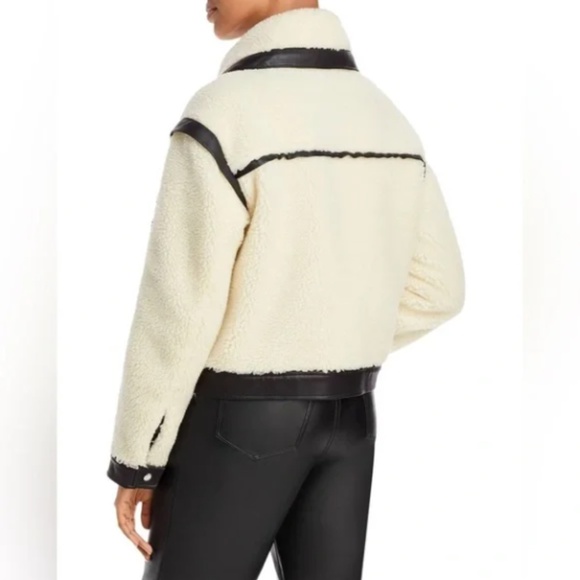 Veronica Beard Anita Faux Shearling/Leather Jacket Cream & Black XS - Picture 2 of 15